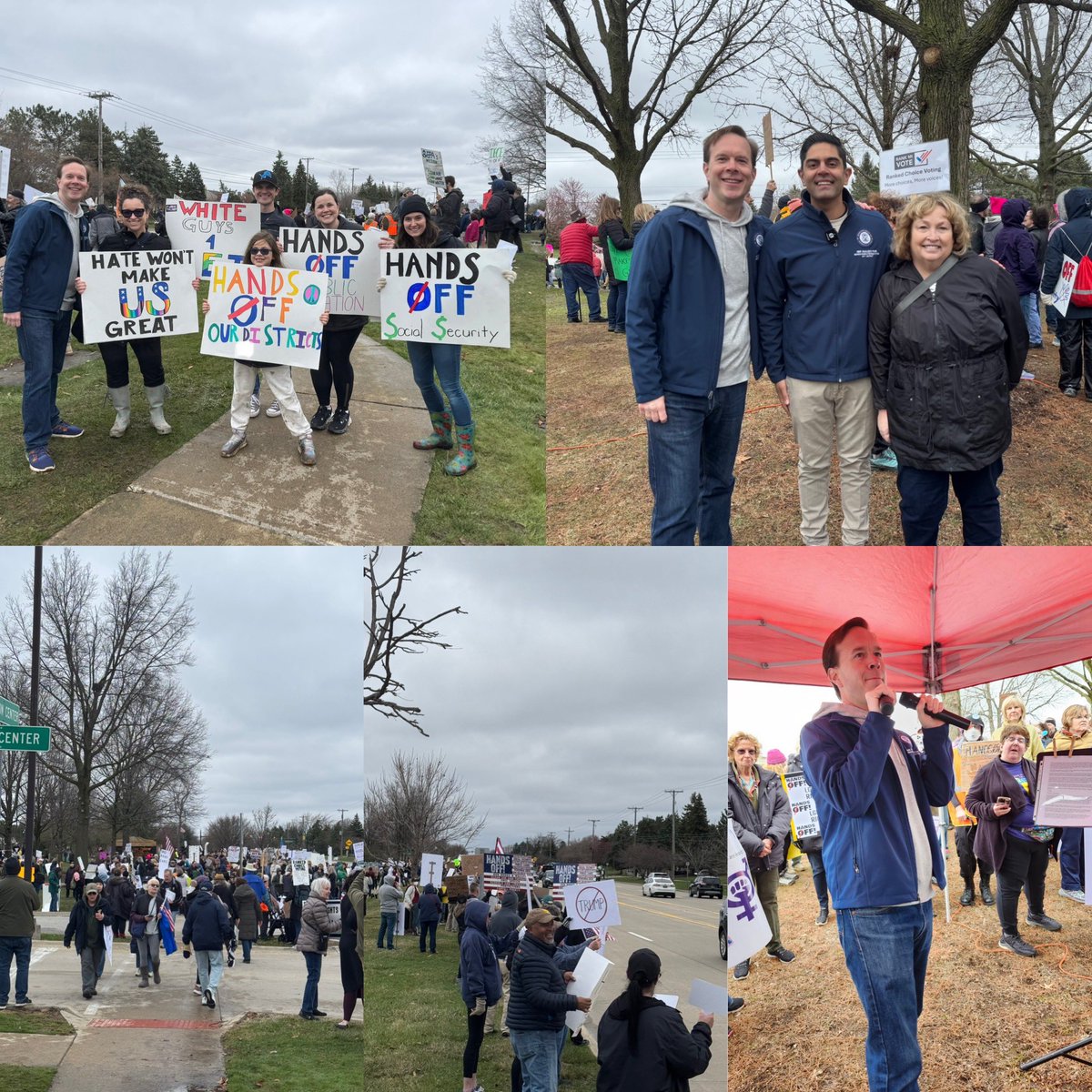 Yesterday, alongside my colleagues <a href="/RanjeevPuri/">Rep. Ranjeev Puri</a> &amp; <a href="/ReggieMillerMI/">State Representative Reggie Miller</a>, I joined thousands of western Wayne residents who showed up in a big way in Canton to make their voices heard. We lined the sidewalk along Canton Center &amp; streets across the country to tell Donald Trump, #HandsOff