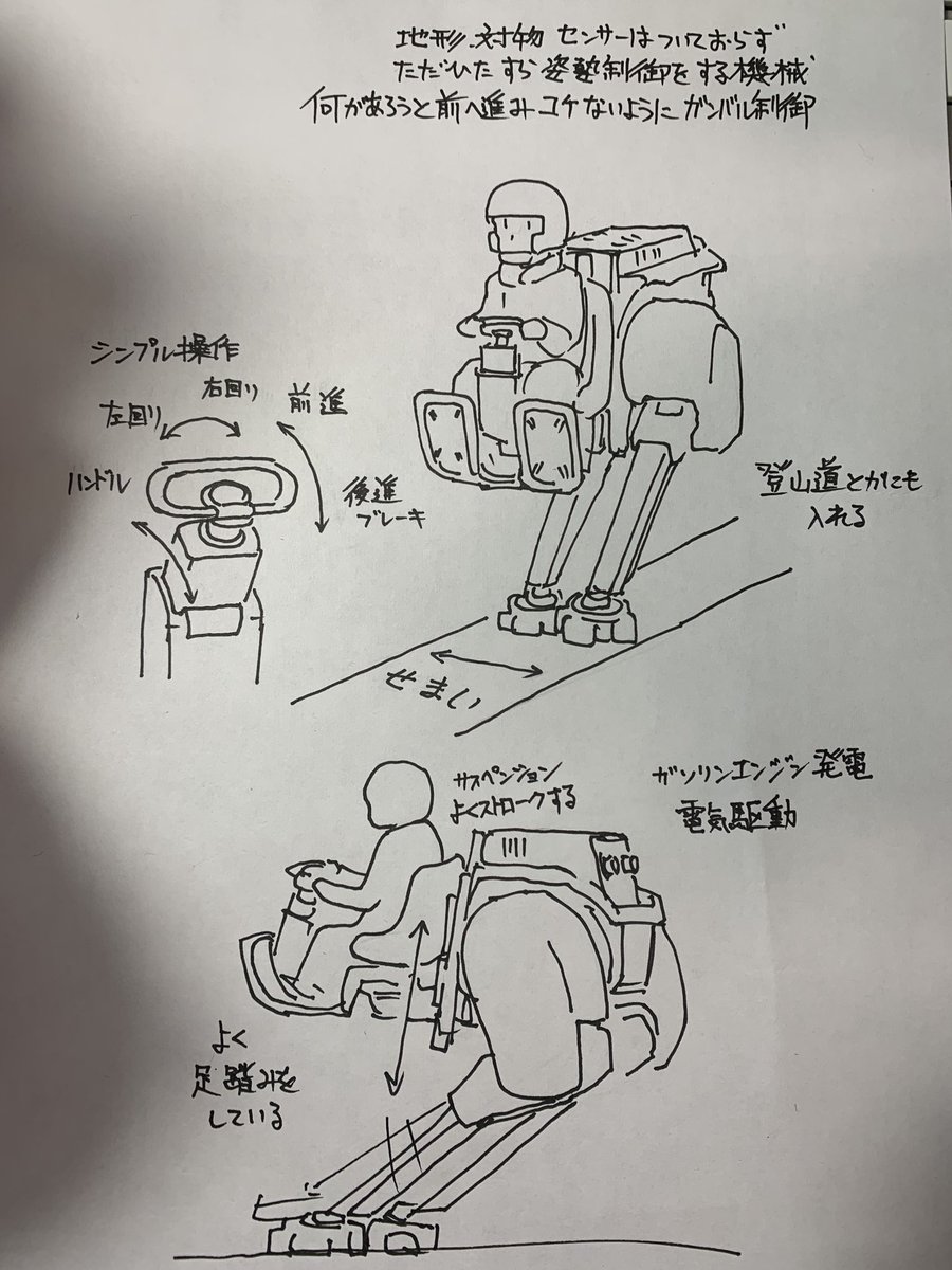 前に思っていた「僕の考える山間部での偵察に使うダチョウっぽい歩行する乗り物」 