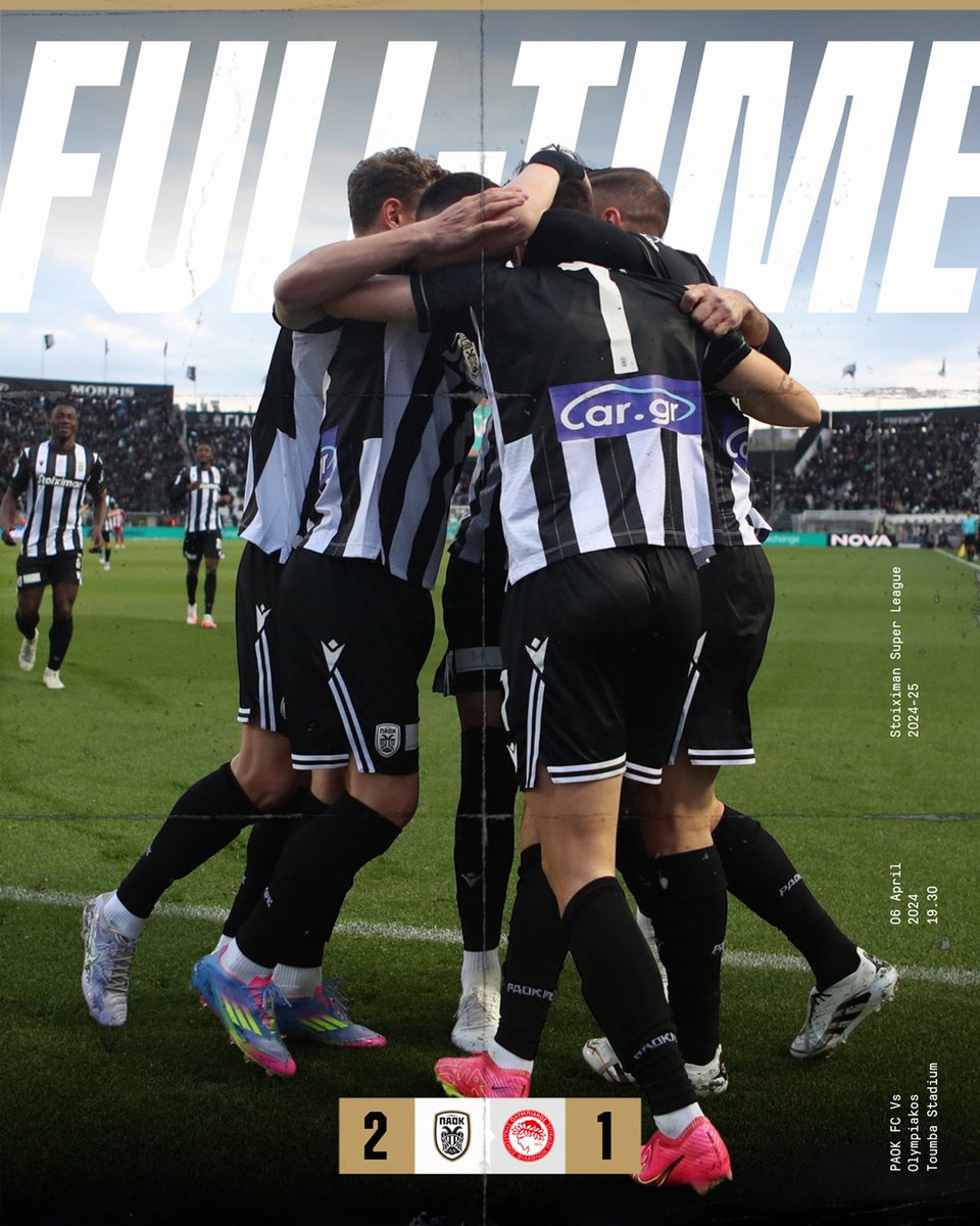 #FinalScore Τελικό αποτέλεσμα στο γήπεδο της Τούμπας: ΠΑΟΚ-Ολυμπιακός 2-1. #PAOKOLY #StoiximanSuperLeague #stoiximan #slgr #playoffs #OurWay