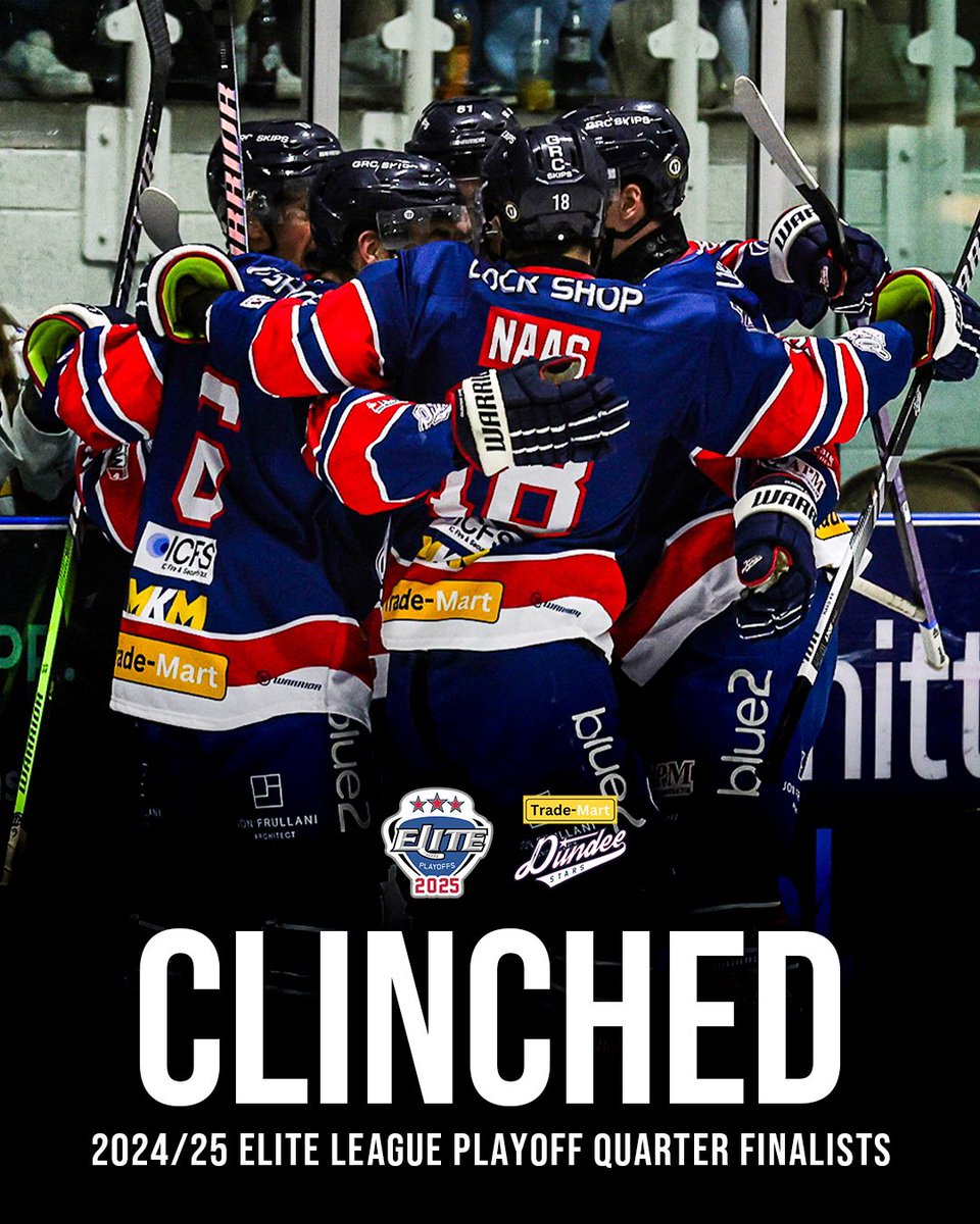 WE’RE IN! 💪🔥

Your Trade-Mart Dundee Stars are 2024/25 <a href="/officialEIHL/">Elite Ice Hockey League | #EIHL</a> Playoff Quarter Finalists

LET’S GO STARS FANS! 🙌

#COYStars