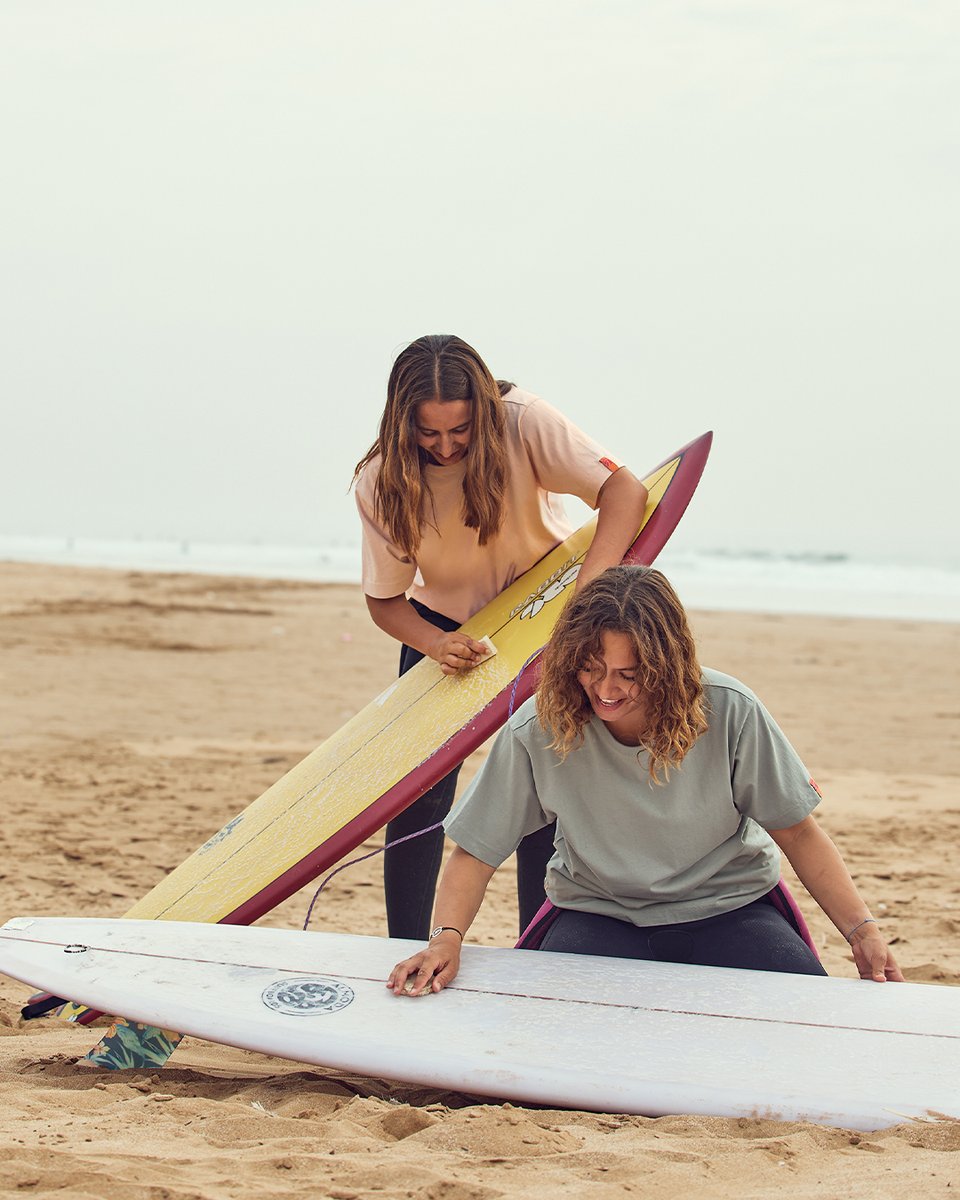 Meet surf school founder Maryam. And her surfer
friends Chaimae and Salma. They're chasing waves around the
colourful village of Aghroud, on the windswept coast of Morocco.