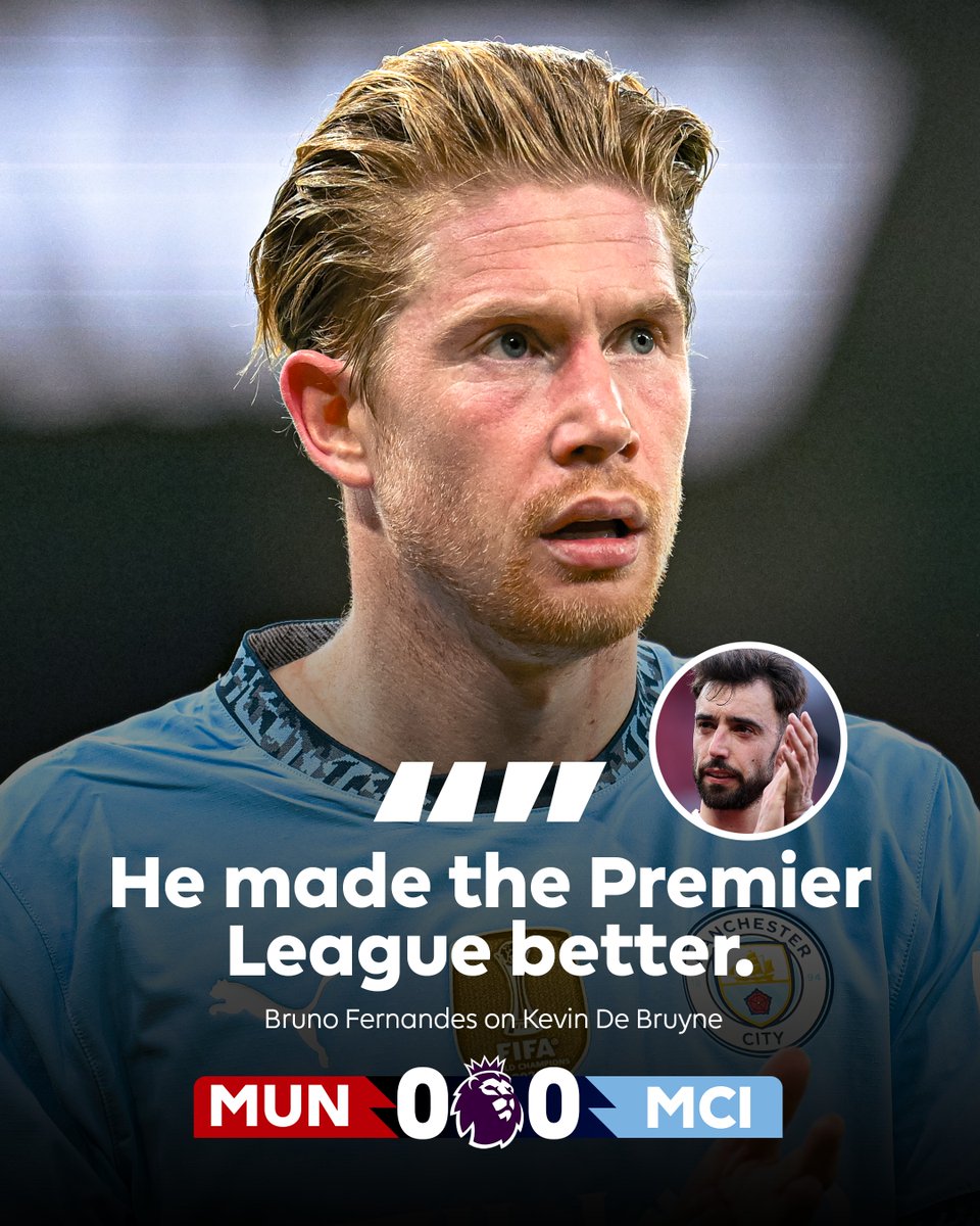 From one midfield maestro to another 🫡

Bruno Fernandes had this to say when asked about Kevin De Bruyne's impact on the Premier League following the Manchester derby