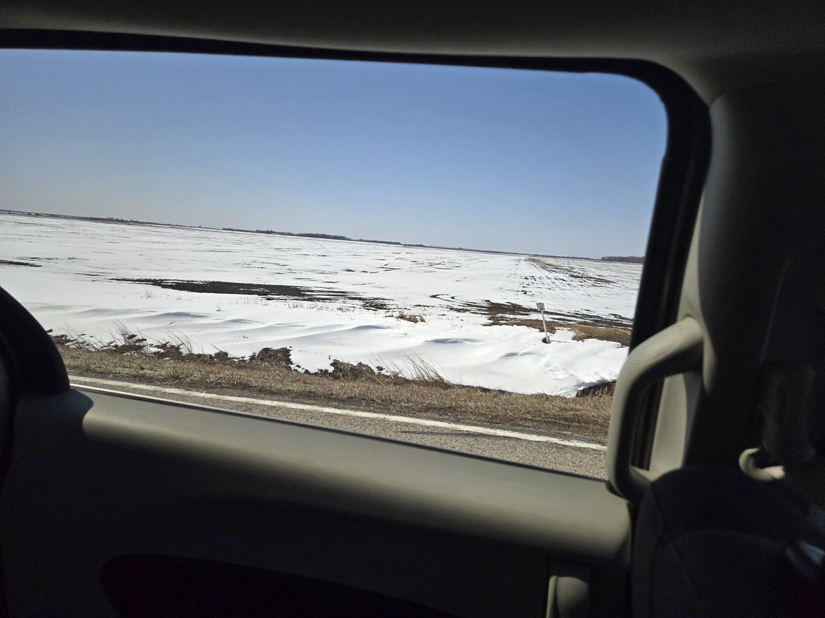 1st picture is a notill field with cover crop.  No snow because of solar catch on plants.  2nd is across the road and is tilled black still covered in snow.  It's generally thought of the other way but residue can melt snow and in this case keep the moisturize where it's needed.