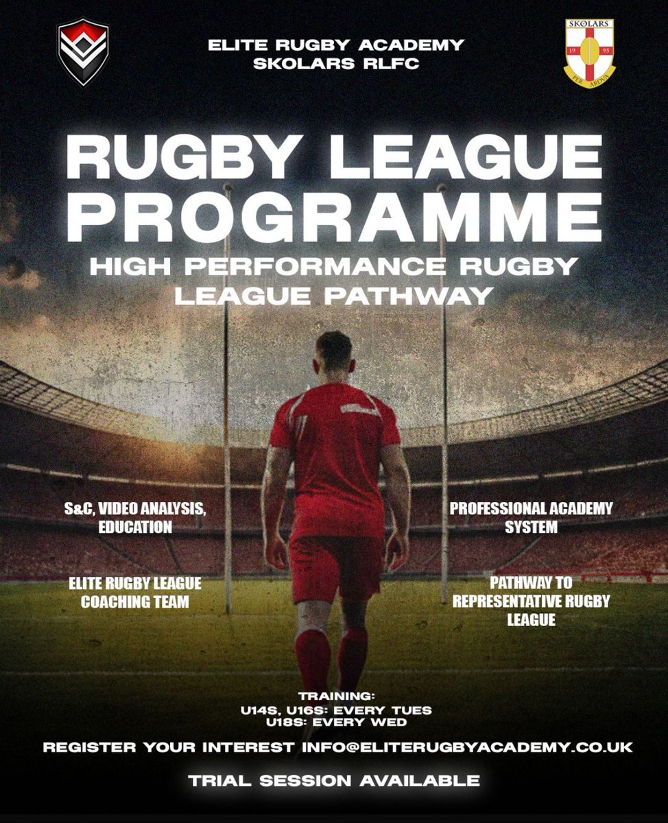 📢 New partnership with, Elite Rugby Academy,
ERA’s RL Programme with Skolars at ages U12’s through to U18’s,
 Girls &amp; Boys.
Top Coaches.
Training – Starts Tuesday April 8th
Venue-New River Stadium N225QW
for info on ERA’s Rugby programmes 
info@eliterugbyacademy.co.uk