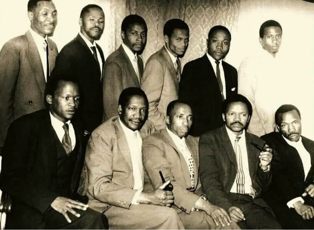 valavoosh's tweet photo. “Here is a tree rooted in African soil…” We’re still remembering Sharpeville. The PAC was founded on this day in 1959. This photo was taken in September 1959. Next to Sobukwe (seated third from left) is one of the architects of Africanism, AP Mda who was born this day in 1916. https://t.co/TqXicOukTw