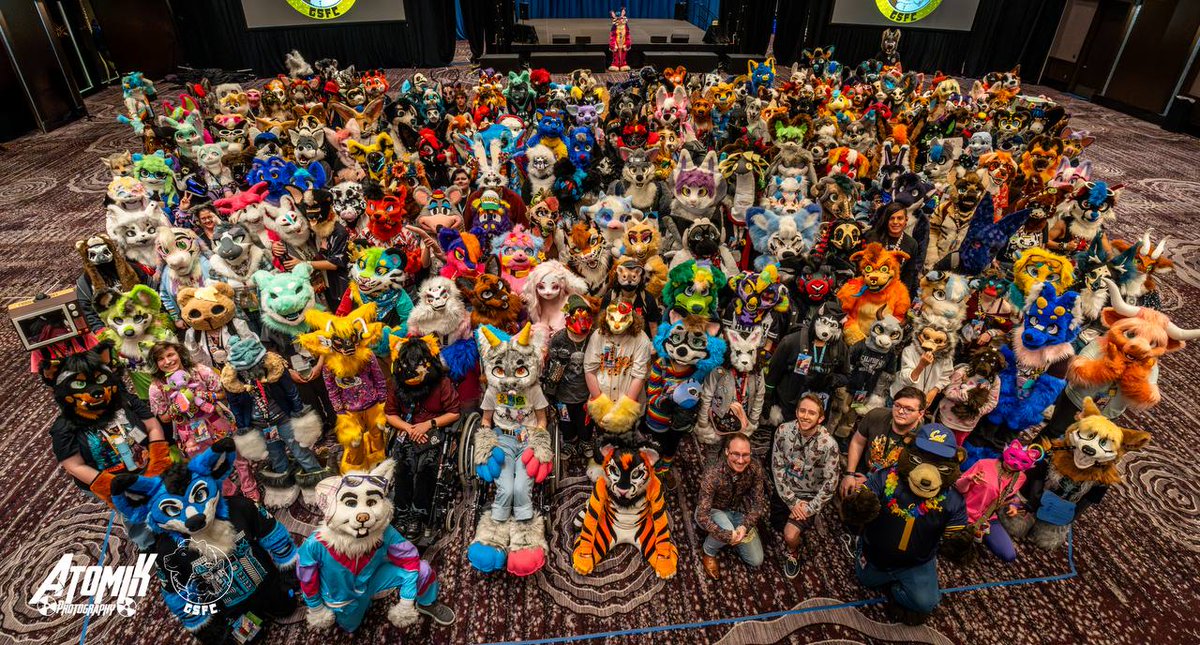 GSFurCon's tweet image. We are happy to present you with our fursuit photo! Big thank you to @atomikRC for all his hard work on our photo team!
We had 1942 attendees, raise $10,140 for Wonky Hearts Animal rescue