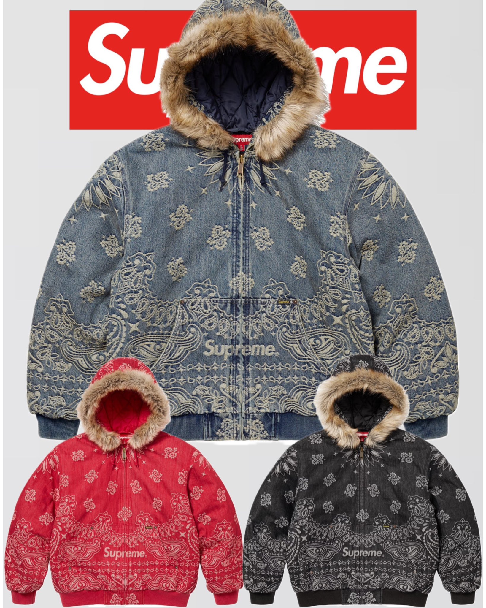 ★25SS WEEK7★Supreme Bandana Jacquard Denim Camp Cap Supreme Bandana Jacquard Denim Camp Cap Black - SS25 - US