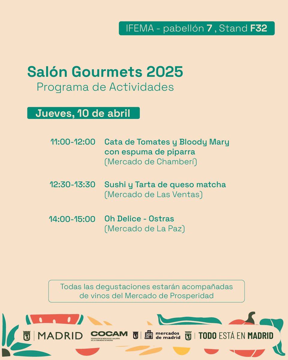 En los 4 días de Gourmets, las degustaciones de los mercados con el chef Carlos Sierra no solo serán una explosión de sabor,¡también de conocimiento! 
Vendrán  los comerciantes de los mercados, que contarán curiosidades de  productos.
¡ven a disfrutar, aprender y saborear juntos!
