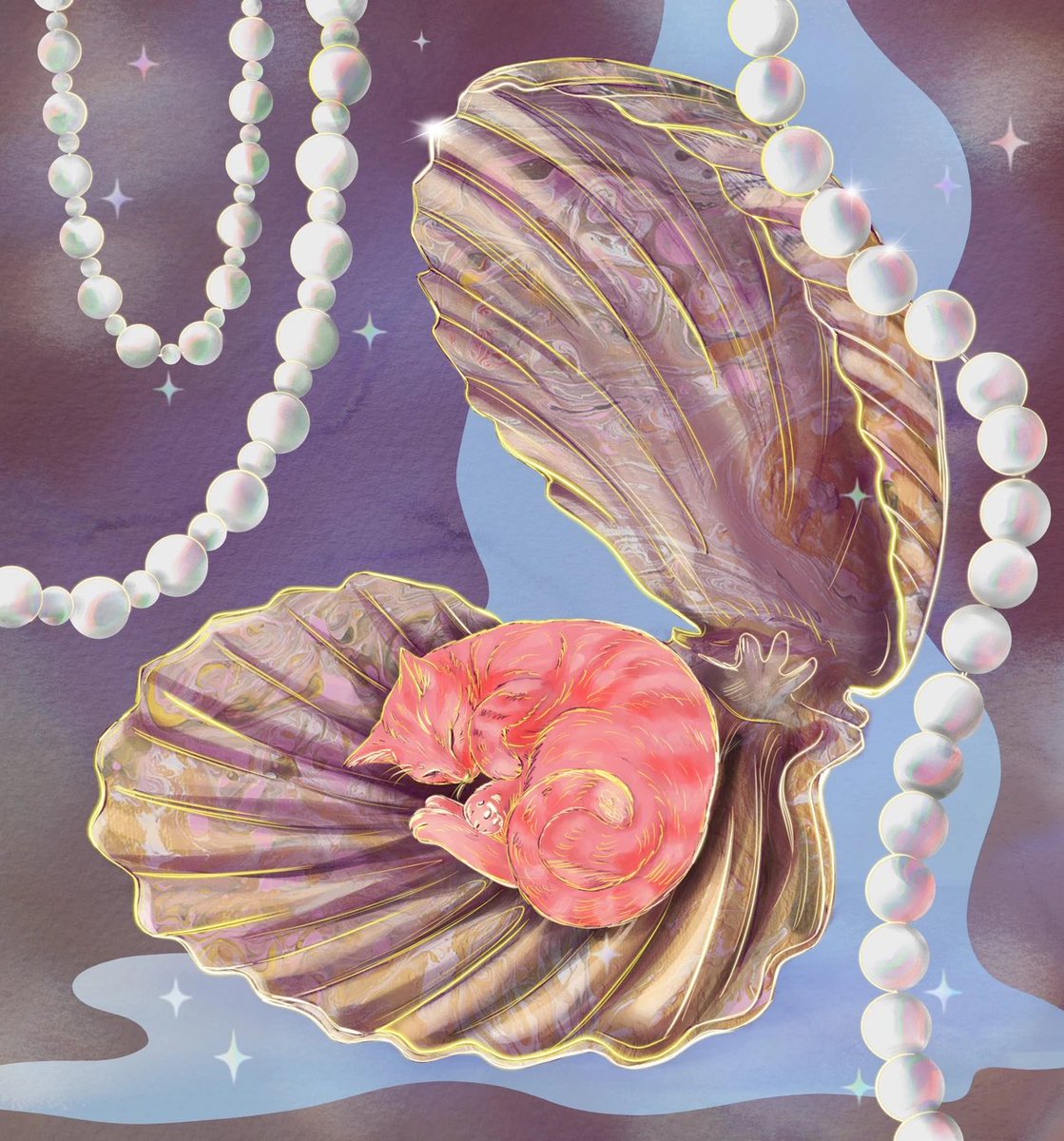 Late GM friends!😊

Pearl⚪️ on <a href="/salvor_io/">Salvor 🚢🔺</a> 

Starting bid - 1,3🔺

Hand drawn in Procreate, inside the shell a fragment of my physical painting on canvas is used

🟥This auction qualifies for Auction Bidding Points and Collecting Points🟥 #TheArtChain