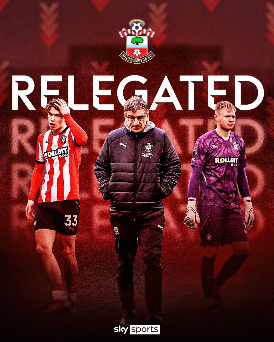 BREAKING: Southampton have been relegated from the Premier League ❌