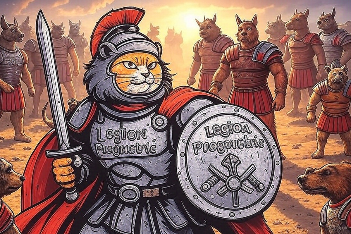 Clad in silver armor, he stands before the Colosseum, sword in paw, ready to defend the empire from the northern wolf clans threatening to invade.
<a href="/fragmetric/">Fragmetric</a> <a href="/legiondotcc/">LEGION</a>

#TopUxLegion