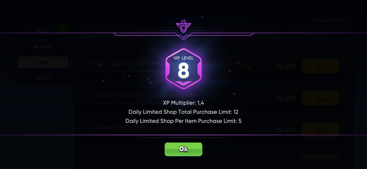 from4950's tweet image. VIP level up. It took 4 monthes to level up from 7 to 8. Keep progressing swarm