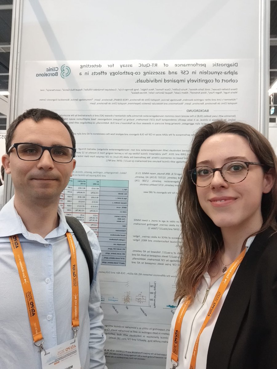 Unitat d’Alzheimer i altres Trastorns Cognitius (@alz_clinicbcn) on Twitter photo Great poster at #ADPD2025 by <a href="/DianaEsteller/">Diana Esteller</a> & <a href="/mirceabalasa/">Mircea Balasa</a>! We shared new insights on RT-QuIC assay performance for detecting alpha-synuclein in CSF and assessing co-pathologies effects. Stay tuned for more updates coming soon!
<a href="/adpdnet/">AD/PD - Advances in Science & Therapy</a> <a href="/hospitalclinic/">Hospital Clínic</a> <a href="/idibaps/">IDIBAPS</a> Great poster at #ADPD2025 by <a href="/DianaEsteller/">Diana Esteller</a> & <a href="/mirceabalasa/">Mircea Balasa</a>! We shared new insights on RT-QuIC assay performance for detecting alpha-synuclein in CSF and assessing co-pathologies effects. Stay tuned for more updates coming soon!
<a href="/adpdnet/">AD/PD - Advances in Science & Therapy</a> <a href="/hospitalclinic/">Hospital Clínic</a> <a href="/idibaps/">IDIBAPS</a>