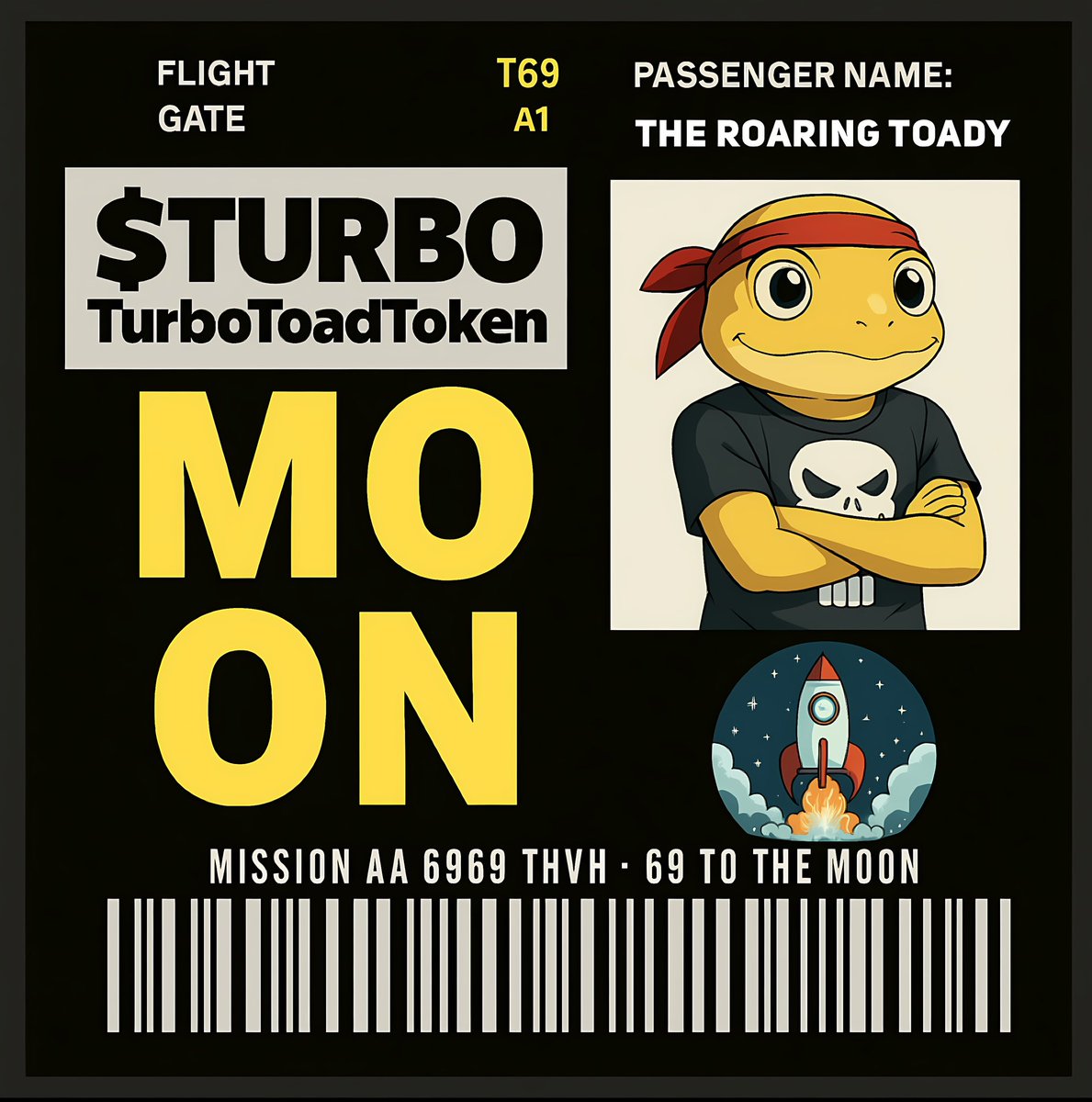 🚨 TURBO BOARDING TIME 🪪

You‘re calling “To the Moon” 🌕 - but do you have your personal Boarding Pass 🪪 yet? No Boarding Pass, no flight to the moon - or beyond!

⚠️Comment: „Issue me my personal $Turbo Boarding Pass“

Snag yours! Heads-up: act fast - supply’s limited!