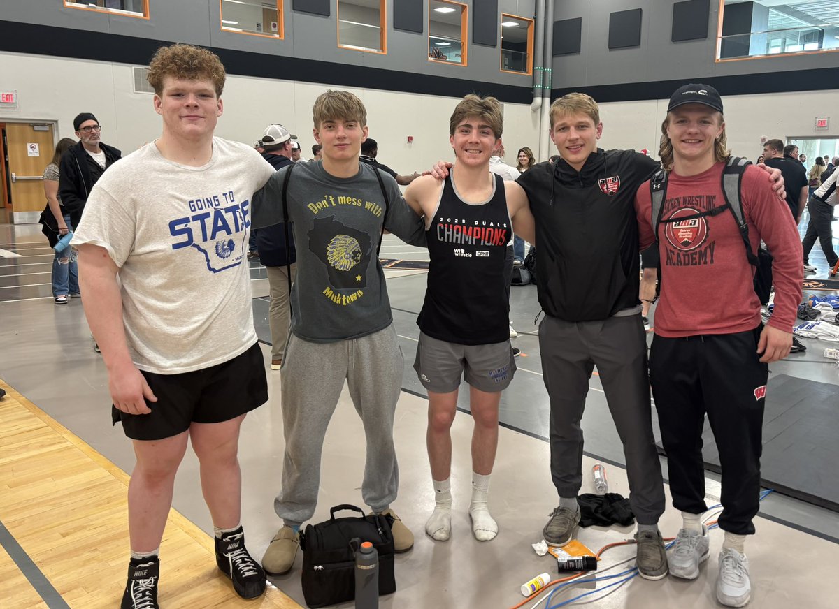 Special Saturday at Verona High School for the <a href="/WI_wrestle/">WIwrestle</a> duals.  Mukwonago represented by Hunter Szyszkiewicz, Colton Katzfey, &amp; Adam Whittier.  MHS Alumni, Tyler &amp; Cody Goebel also giving back and coaching.  #MoreThanATeam