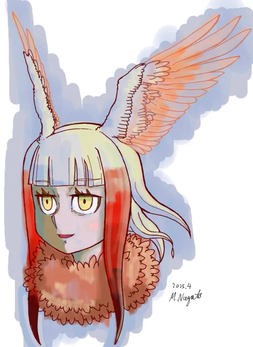 大岩抱い太さん( )とこで描いた手癖強めのトキちゃん。#けものフレンズ 