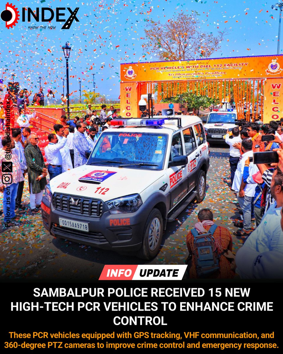 the_odishaindex's tweet image. Sambalpur police received 15 new, high-tech PCR vehicles to enhance crime control.
#Sambalpur #Police #PCR
