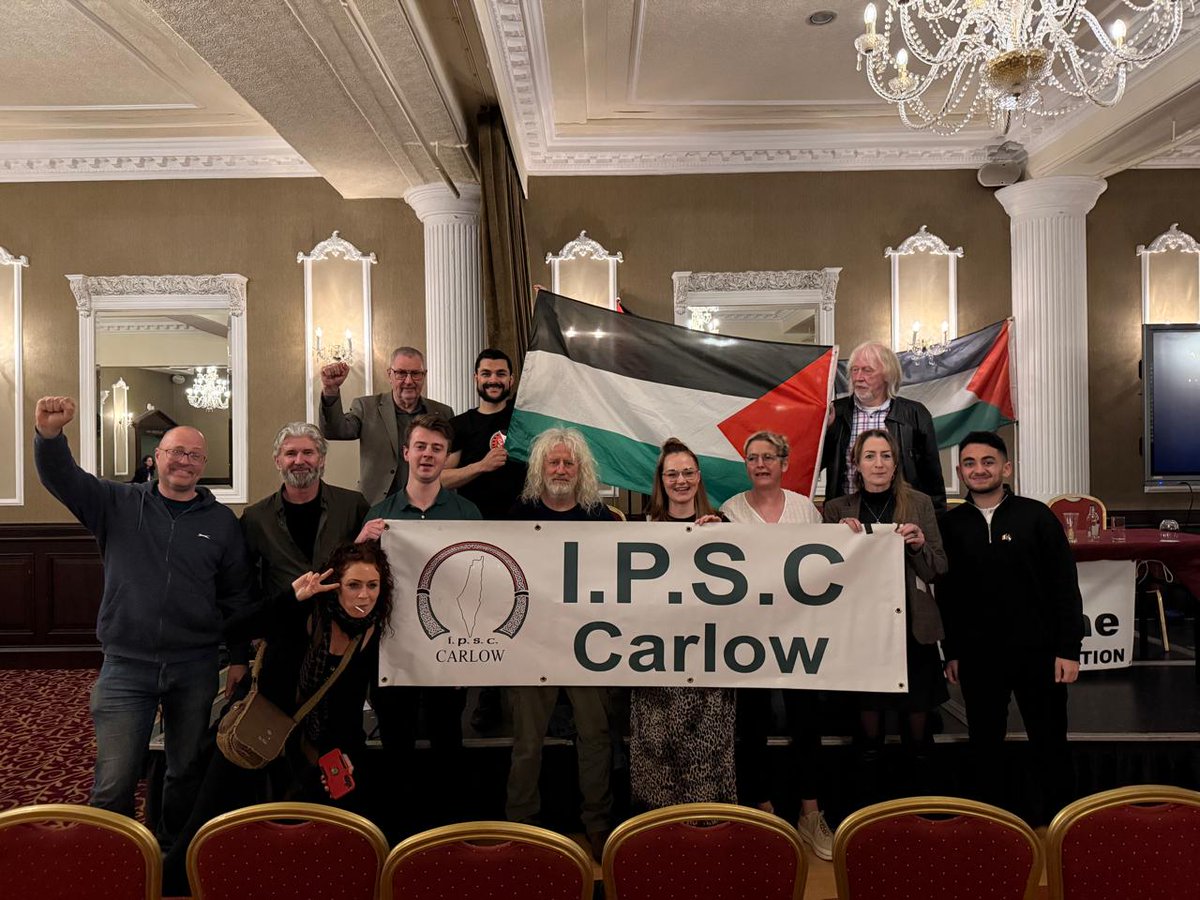 Brilliant meeting &amp; display of Palestinian solidarity in Carlow on Friday night. Well done to all! Re-energising! Total determination to call out the complicity of the Irish government in US &amp; EU sponsored Israeli terrorism..
