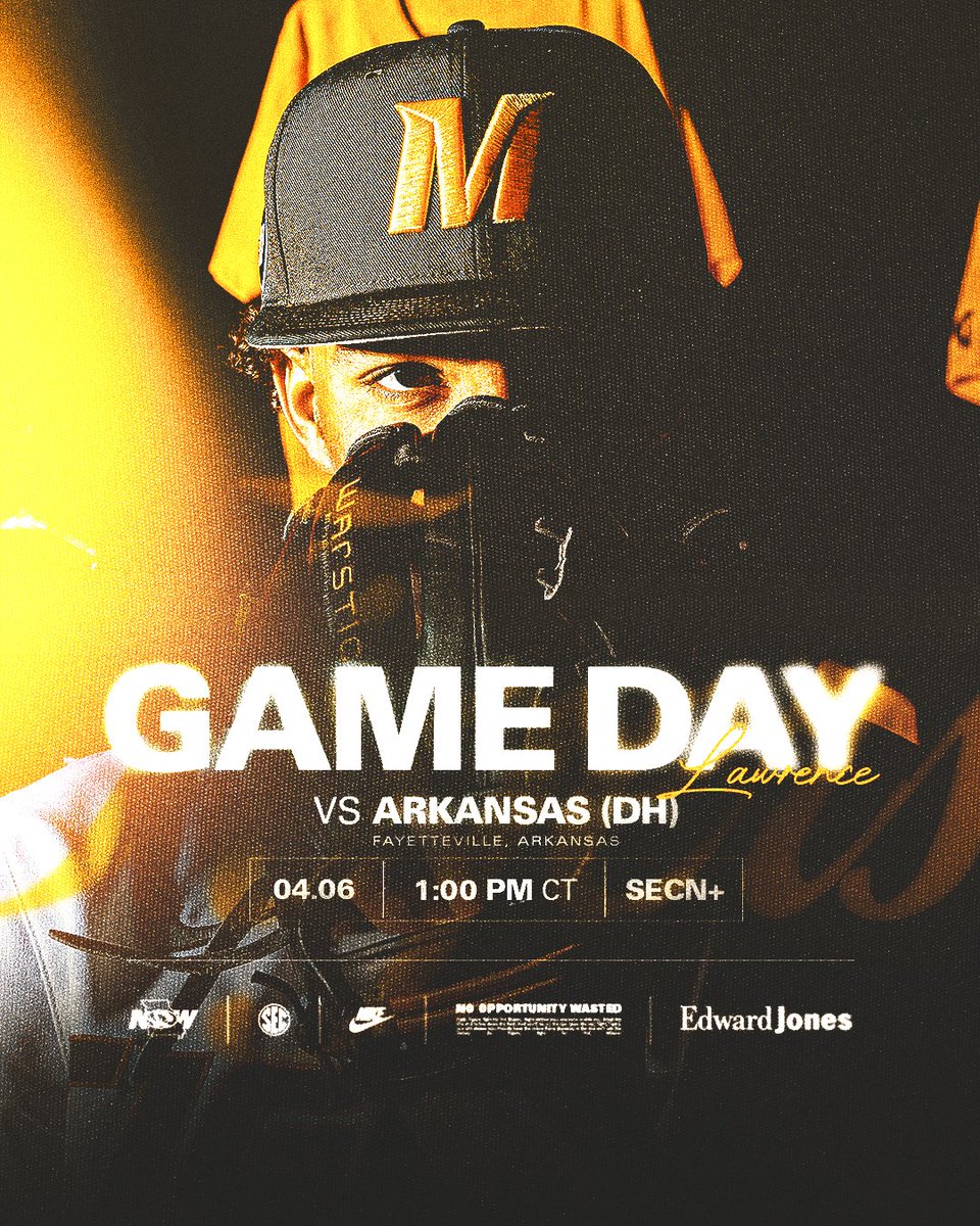 Tigers and Razorbacks will play 2⃣ to wrap up their series this afternoon.

🆚 | <a href="/RazorbackBSB/">Arkansas Baseball</a>
🏟️ | Baum-Walker Stadium
🕑 | 1 p.m. (DH)
💻 | SEC Network+
🎧 | Tiger Radio Network | Varsity App

#𝙈𝙞𝙯𝙯𝙤𝙪𝙉𝙊𝙒 | 🐯⚾️