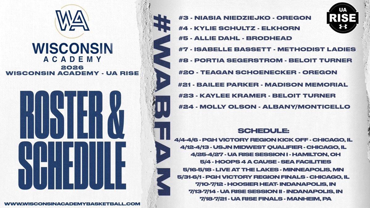 Wisconsin Academy (@wiscoacademy) on Twitter photo 17U Wisconsin Academy - UA Rise wins Game 2 of the <a href="/PGHCircuit/">Prep Girls Hoops Circuit 🏀</a> Victory Region Kick Off 62-42 over Mac Irvin Lady Fire
• <a href="/TeaganSchoenec1/">Teagan Schoenecker</a> w/ 18pts & 15 boards!
• <a href="/AllieDahl5/">Allie Dahl</a> w/ 12pts, 12 boards & 5assists!
• <a href="/kayleelk1302/">Kaylee</a> w/ 13pts & 5rbs!
#WABFam 17U Wisconsin Academy - UA Rise wins Game 2 of the <a href="/PGHCircuit/">Prep Girls Hoops Circuit 🏀</a> Victory Region Kick Off 62-42 over Mac Irvin Lady Fire
• <a href="/TeaganSchoenec1/">Teagan Schoenecker</a> w/ 18pts & 15 boards!
• <a href="/AllieDahl5/">Allie Dahl</a> w/ 12pts, 12 boards & 5assists!
• <a href="/kayleelk1302/">Kaylee</a> w/ 13pts & 5rbs!
#WABFam