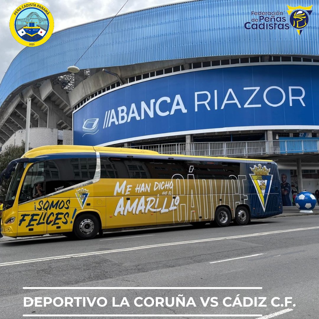 🚍Imos deixar todo na Coruña🧨
Nuestro <a href="/Cadiz_CF/">Cádiz Club de Fútbol</a> 🟡🔵 se enfrenta a un histórico <a href="/RCDeportivo/">RC Deportivo</a> 🔵⚪ quienes luchan por el mismo objetivo Liguero⚽

⌚ 2 p.m. 🇵🇦
📍Ven y disfrutalo desde La Peña🫂

📸 <a href="/Rafa_Vlez/">RafaVlez 𐤀𐤂𐤃𐤓</a>

#pcadistapanama  #deporcadiz #coruña #galicia #cadiz #panama