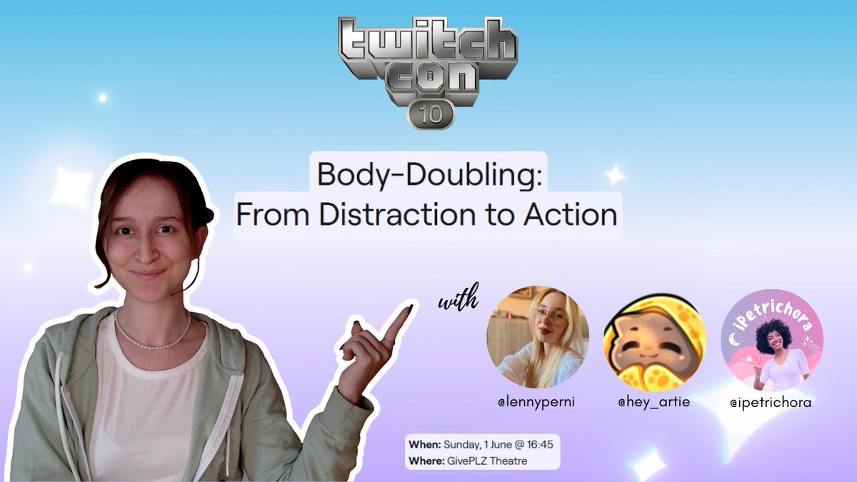 Best news of 2025: I'll be a speaker at #TwitchCon Rotterdam! 

Huge thanks to <a href="/lennyperni2/">lennyperni 🩷💛💙 🍉</a>, <a href="/HeyArtie_/">Artie (they/them)</a> and <a href="/IPetrichora/">iPetrichora</a> who joined me, and I couldn't be more grateful🤍

If you're going to TwitchCon, come to hear what we have to say on Sunday. It's gonna be good. 👀