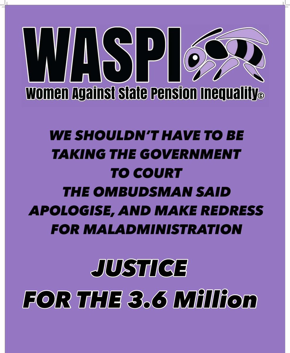 WASPI South East Essex (@waspiseessex) on Twitter photo What is the point of an Ombudsman if their findings can be dismissed so easily ? Govt. cannot be its own judge and jury.
Please support and repost our <a href="/CrowdJustice/">CrowdJustice</a> legal challenge appeal. #WASPI
crowdjustice.com/case/waspijust… What is the point of an Ombudsman if their findings can be dismissed so easily ? Govt. cannot be its own judge and jury.
Please support and repost our <a href="/CrowdJustice/">CrowdJustice</a> legal challenge appeal. #WASPI
crowdjustice.com/case/waspijust…