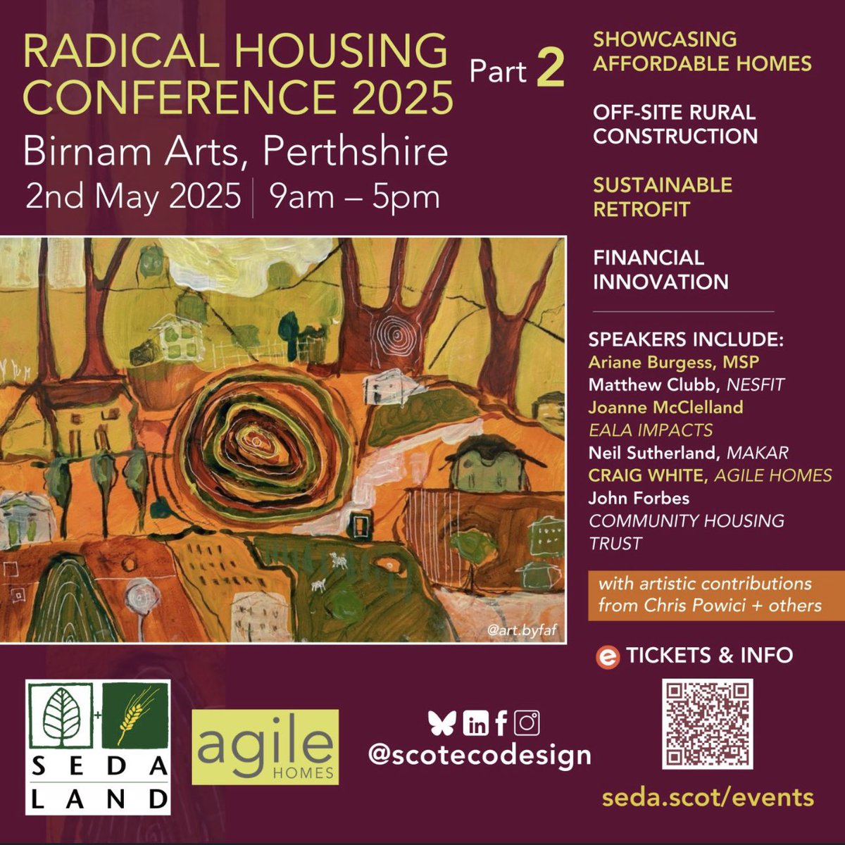 Given we’re in a “housing emergency” there is no time to waste. RADICAL HOUSING CONFERENCE SCOTLAND is not about what needs to be done — we know that — but how we implement it: from finance, to regulation, to construction.

📌 Birnam Arts &amp; online
📆 9am-5pm, Fri, 2 May 2025
