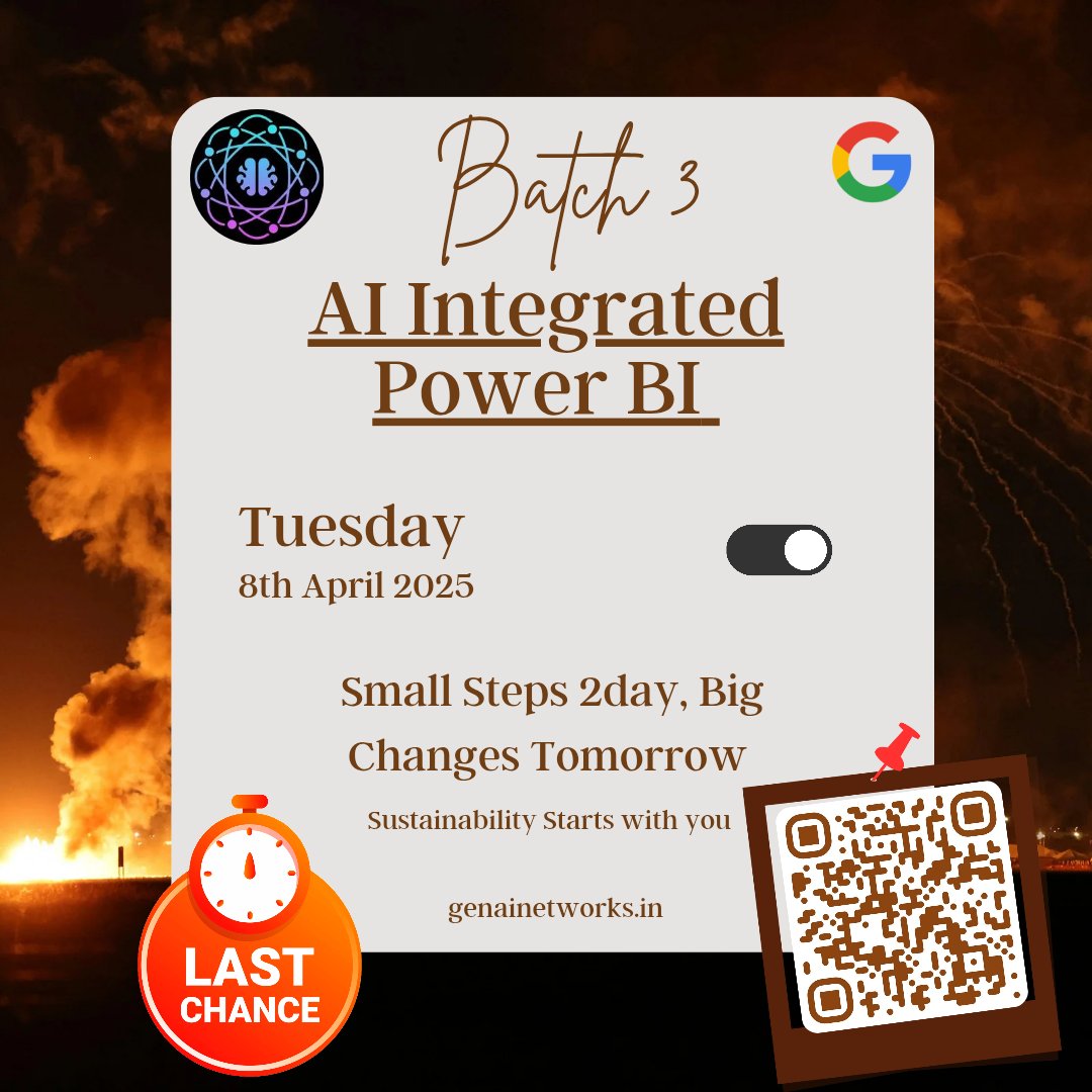 neural_genai's tweet image. Enroll Now: AI-Integrated Power BI Course 📌forms.gle/ghyWxLDBJ2sh9P…

🏅Boost Your Career with AI-Integrated Power BI!

🥳 *Classes Start from 8th April 2025* . *Don&apos;t miss out - limited slots available!* 
* 
📌 Enroll Now and take the first step toward a data-driven career!