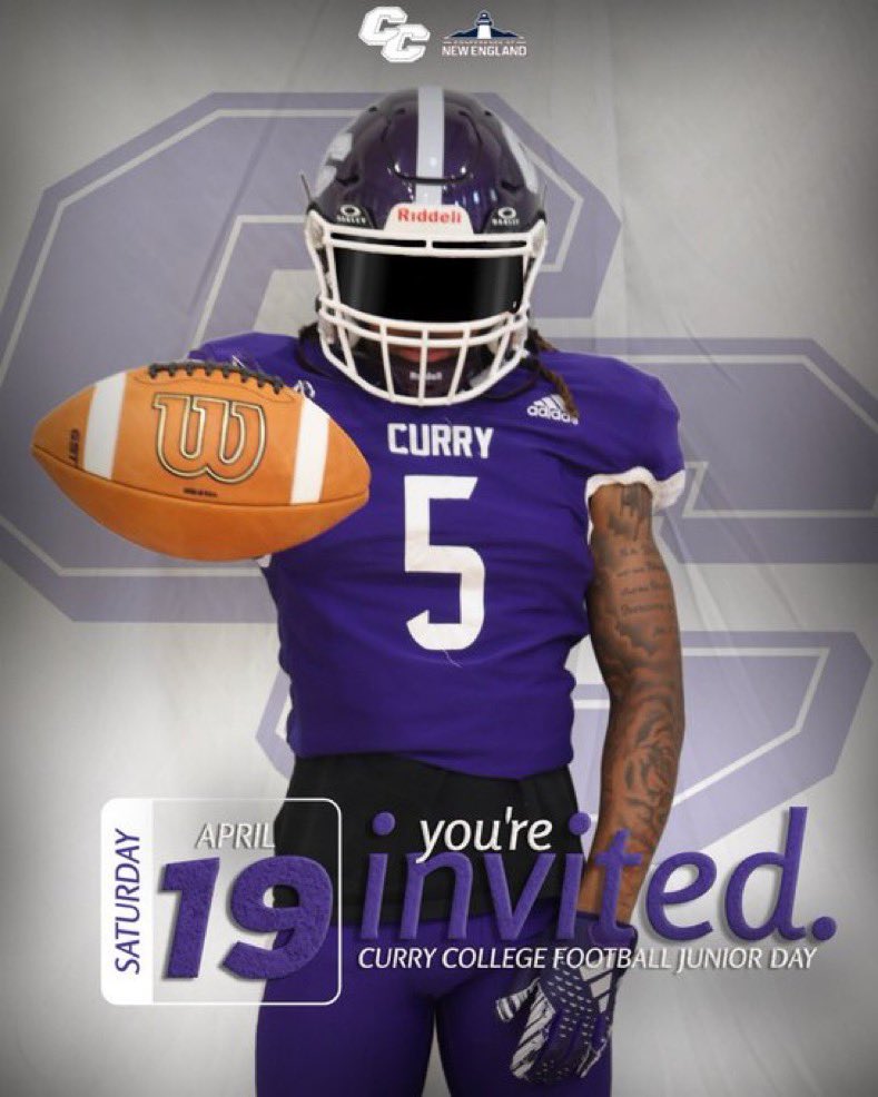 I’m really pumped to share that I’ll be at Junior Day for Curry Football! Huge thanks to <a href="/CoachTParsons/">𝐓𝐨𝐝𝐝 𝐏𝐚𝐫𝐬𝐨𝐧𝐬</a> for the invite—it's going to be an incredible experience! <a href="/CurryFootball/">CurryFootball</a>