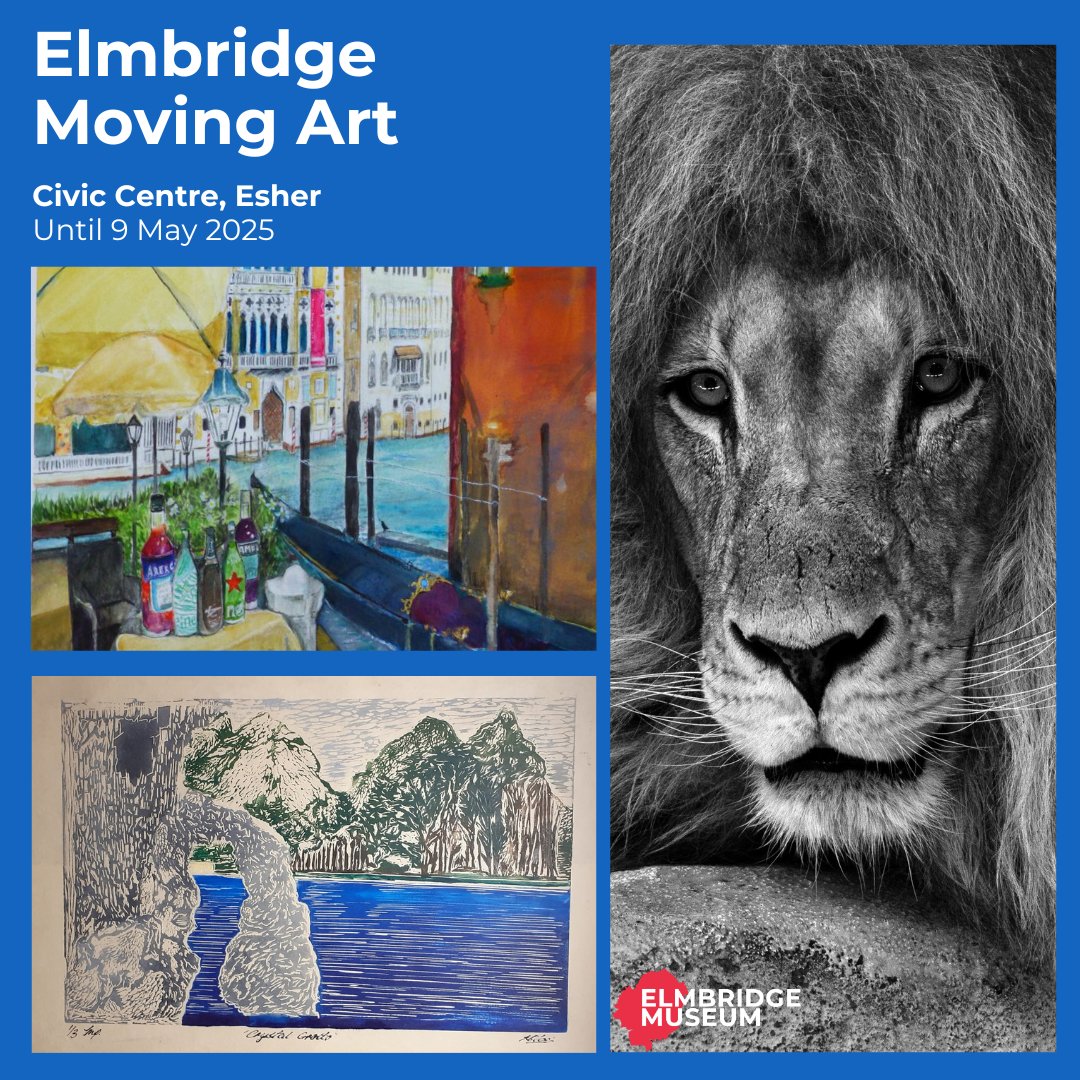 ElmbridgeBC's tweet image. 🎨 Discover local artists at the Elmbridge Moving Art Exhibition at the Civic Centre #Esher until 9 May 2025. Free entry! #SupportLocalArt 🌈✨ Discover the stories behind stunning artworks. Some pieces are for sale! More info: ow.ly/gJrZ50UU869