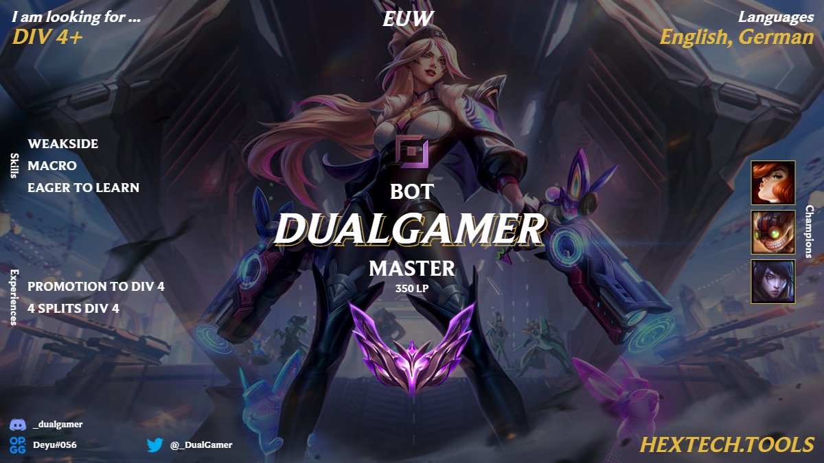 ADC LFT

I'm lft - only Div 4+ or comparable leagues.

For more info, dm me on discord: _dualgamer 

<a href="/lft_prm/">LFT PRM</a>
<a href="/LFTDiscord/">LFT Discord - lol/val/rl</a>