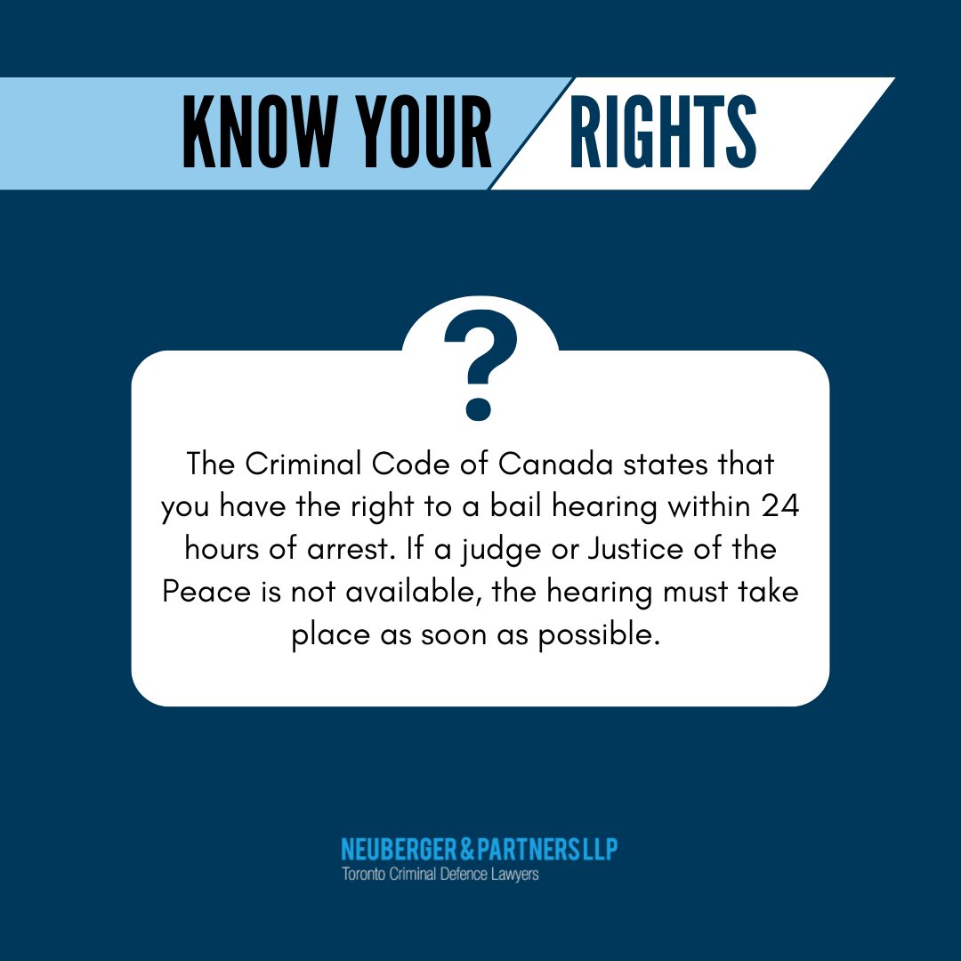 NeubergerLaw's tweet photo. Know your right to bail! ⚖️ Having strong legal representation can make all the difference. At #NeubergerPartners, we fight to protect your rights every step of the way. Need expert #criminaldefence? Call us at 416-364-3111.
#CriminalLaw #LegalDefense #KnowYourRights #Justice https://t.co/0Gw5E4DU8y
