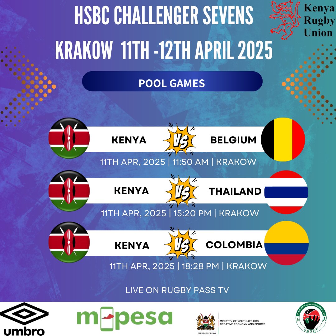 Kenya Rugby (@officialkru) on Twitter photo Our <a href="/kenyalioness/">Kenya Lionesses</a> leave tonight for Poland ahead of the 3rd HSBC Challlenger Series leg in Krakow.
#Lionesses #MpesaPowersKenya7s #SafaricomRugby Our <a href="/kenyalioness/">Kenya Lionesses</a> leave tonight for Poland ahead of the 3rd HSBC Challlenger Series leg in Krakow.
#Lionesses #MpesaPowersKenya7s #SafaricomRugby