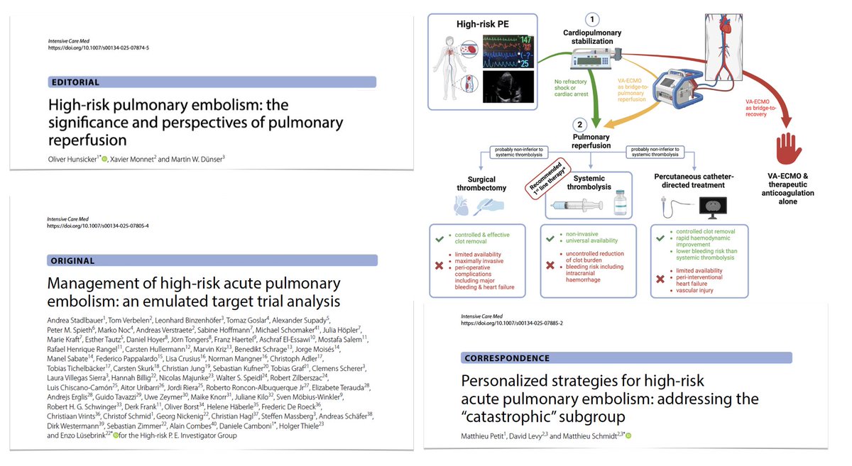 🫁🩸High-risk pulmonary embolism, on significance &amp; perspectives of timely pulmonary vascular bed reperfusion to minimize morbidity/mortality... Should #ECLS, if required, be used as bridge to reperfusion, NOT to recovery, combined with therapeutic anticoagulation alone??