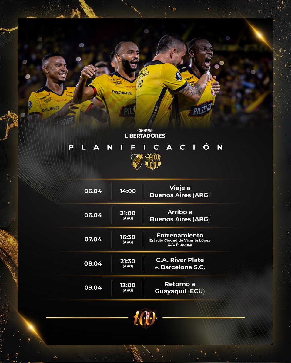 BarcelonaSC's tweet photo. Esta es nuestra planificación para el duelo contra River Plate por Conmebol Libertadores 🧳✈️
#RiverBSC
#ConmebolLibertadores https://t.co/dWjwEATdjU