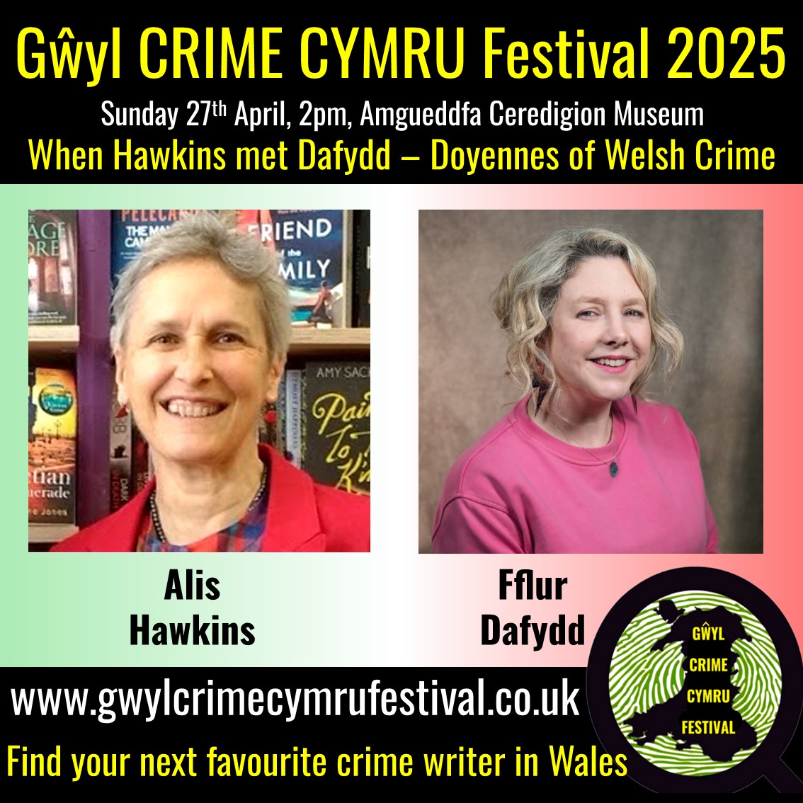 GŵylCrimeCymruFestival (@gwylcrimefest) on Twitter photo When Hawkins met Dafydd – the Doyennes of Welsh Crime - with Alis Hawkins and Fflur Dafydd.
For details: gwylcrimecymrufetival.co.uk
For tickets: ticketsource.eu/whats-on/terra…
<a href="/FflurDafydd/">Fflur Dafydd</a>
#gwylcrimecymrufestival #gŵylcrimecymrufestival #gŵylcrimefest #gwylcrimefest #gccf2025 When Hawkins met Dafydd – the Doyennes of Welsh Crime - with Alis Hawkins and Fflur Dafydd.
For details: gwylcrimecymrufetival.co.uk
For tickets: ticketsource.eu/whats-on/terra…
<a href="/FflurDafydd/">Fflur Dafydd</a>
#gwylcrimecymrufestival #gŵylcrimecymrufestival #gŵylcrimefest #gwylcrimefest #gccf2025