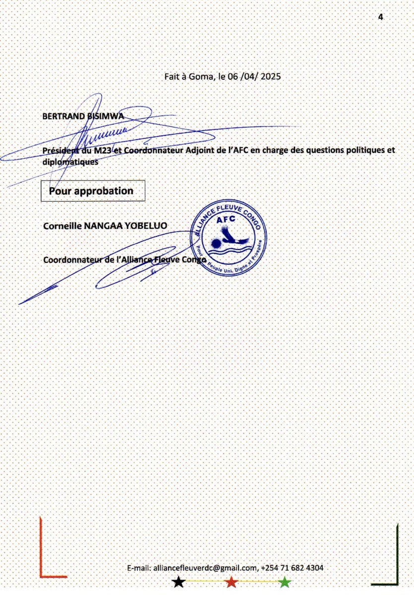 DÉCISION N° 15 / COORDO-PR / AFC-M23 /2025 DU 06/4/ 2025 PORTANT DÉSIGNATION ET APPROBATION DES ADMINISTRATEURS DES TERRITOIRES, DES ADMINISTRATEURS DES TERRITOIRES ASSISTANTS, DES BOURGMESTRES DES COMMUNES, DES BOURGMESTRES DES COMMUNES ADJOINTS, D'UN CHEF DE CITÉ ET D'UN CHEF
