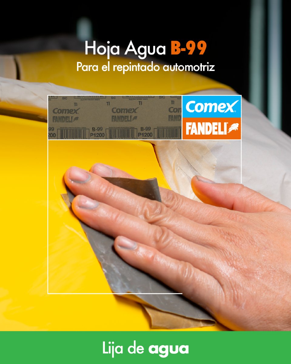 FandeliMexico's tweet photo. ¡Acabados de otro nivel! 🚀 FANDELI y @PinturasComex, juntos para los profesionales del repintado. 🔥
Hoja Agua B-99: resultados perfectos en lacas, pinturas, metales, hasta plástico y vidrio
Su dorso impermeable antideslizante te da el control total. ✨ https://t.co/ZMhQujvSZb