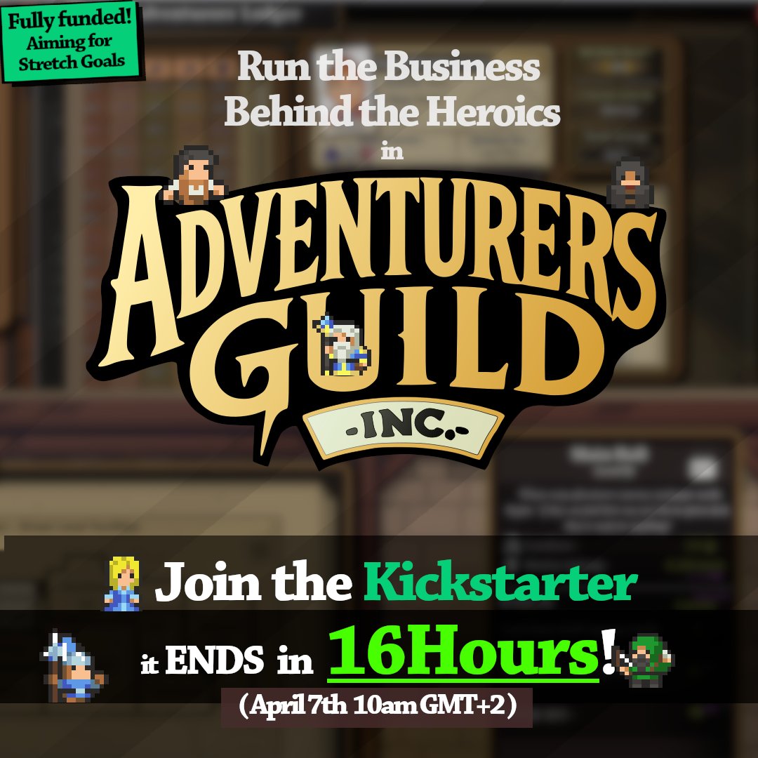 Trakaan_GameDev's tweet image. 📢 Last chance to join the Kickstarter! It ends April 7th at 10am GMT+2. help us reach the 200% stretchgoal!

In adventurers Guild Inc. run the business behind the heroics!

Like and repost, it means the world!
#gaming #indiegame #solodev #turnbased #managementgame