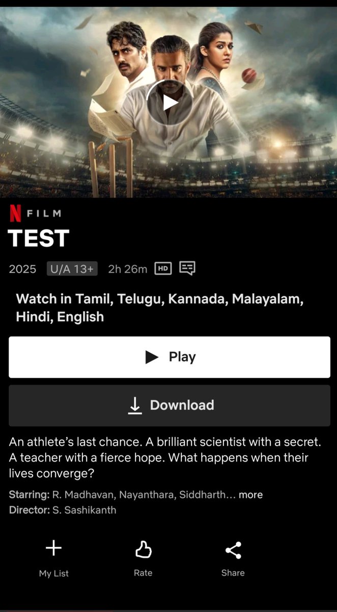 ChandruReviews's tweet image. Show time 🍿 #Test @Netflix_INSouth
#Trave time movie ✈️.. 
#TestOnNetflix 
@ActorMadhavan #Nayanthara #Siddharth #MeeraJasmine