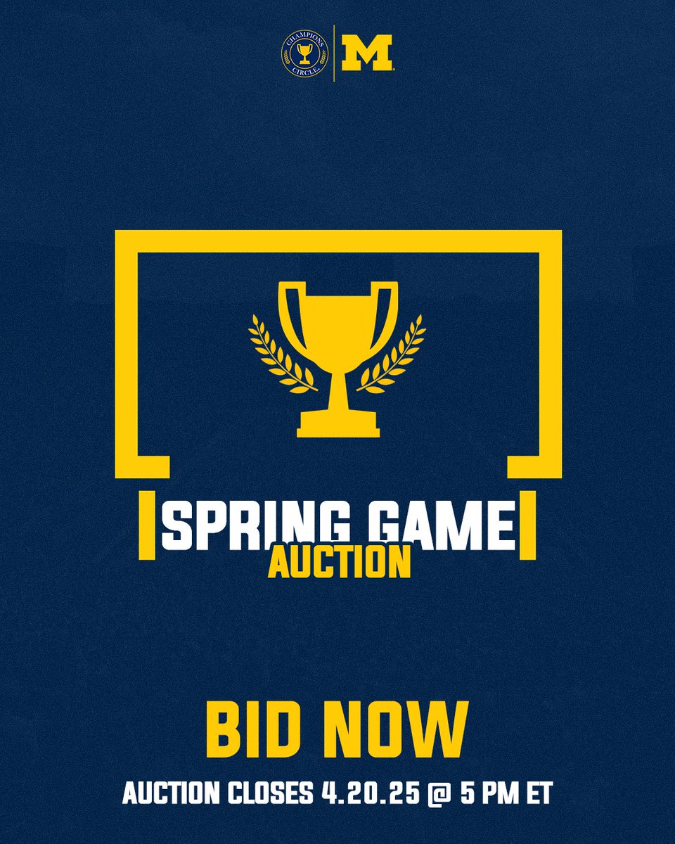 The @umichfootball Spring Game is right around the corner! To celebrate, we’ve launched a Spring Game Auction that runs until April 20th at 5 PM ET. Pick up autographed memorabilia from your favorite members of Team 146!

🔗: givebutter.com/c/sCvXK5/aucti…