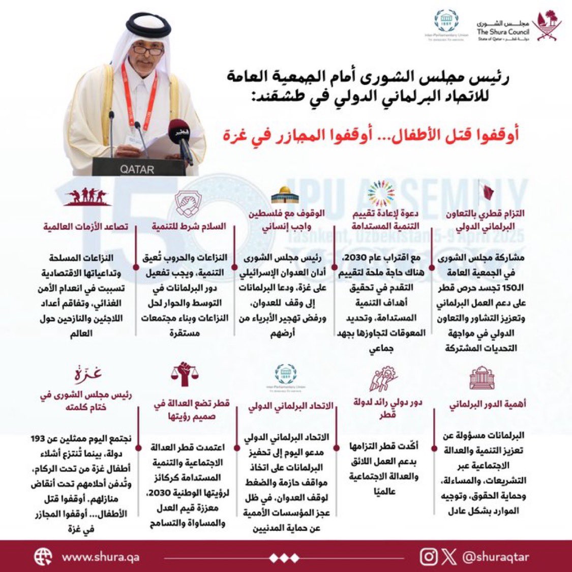 a_lawyerprsnl's tweet photo. كلمة #دولة_قطر في الاتحاد البرلماني الدولي تعبر عن توجه استراتيجي مدروس، يرتكز على جعل #القانون أداة لتحقيق التوازن بين التنمية والعدالة، بين السياسات الوطنية والالتزامات الدولية.
وهو مايستوجب من المشرّع الوطني والمؤسسات القانونية مضاعفةالجهد في سبيل تحديث التشريعات، وضمان مواءمتها مع هذه الرؤية الشاملة التي تجمع بين النموالاقتصادي، و #العدالة الاجتماعية، واحترام الكرامة الإنسانية .