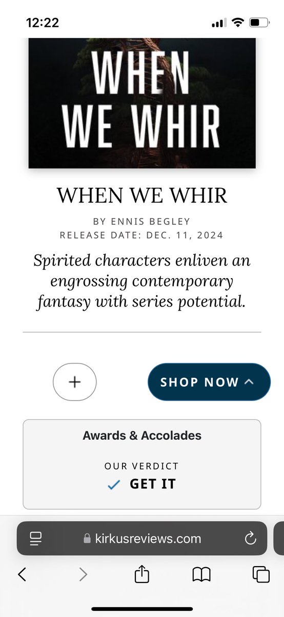 Kirkus Reviews say to “Get It.”  Give it a shot. Free if you have Kindle Unlimited. When We Whir by Ennis Begley.