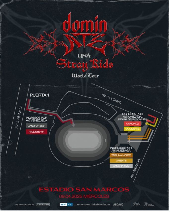 matafoca16's tweet photo. ROAD TO STRAY KIDS EN PERÚ 

Confirmado entrada de VIPS será por la PUERTA 1

#PeruReadyForSKZ
#SKZinPeruCountdown
#dominATE_LIMA 
#StrayKids 
@Stray_Kids https://t.co/XxkIibQ0AV