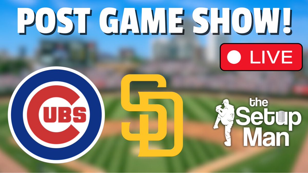 AjBrault's tweet photo. Cubs go for the 🧹 vs. The Padres today! Join @SetupManKyle and I at 6:30 PM CT tonight live on YouTube to talk all about it! #SetupManMovement https://t.co/22kVvEijnn
