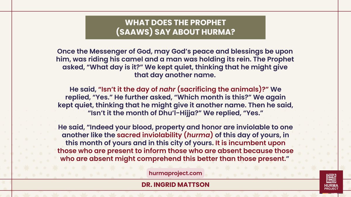 What does the Prophet (saaws) say about hurma?
hurmaproject.com