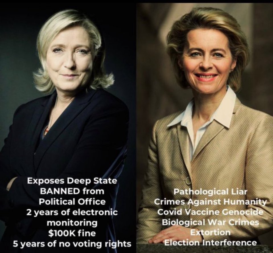 <a href="/MLP_officiel/">Marine Le Pen</a> Europe should get rid of the corrupt and manipulative dictator Ursula!