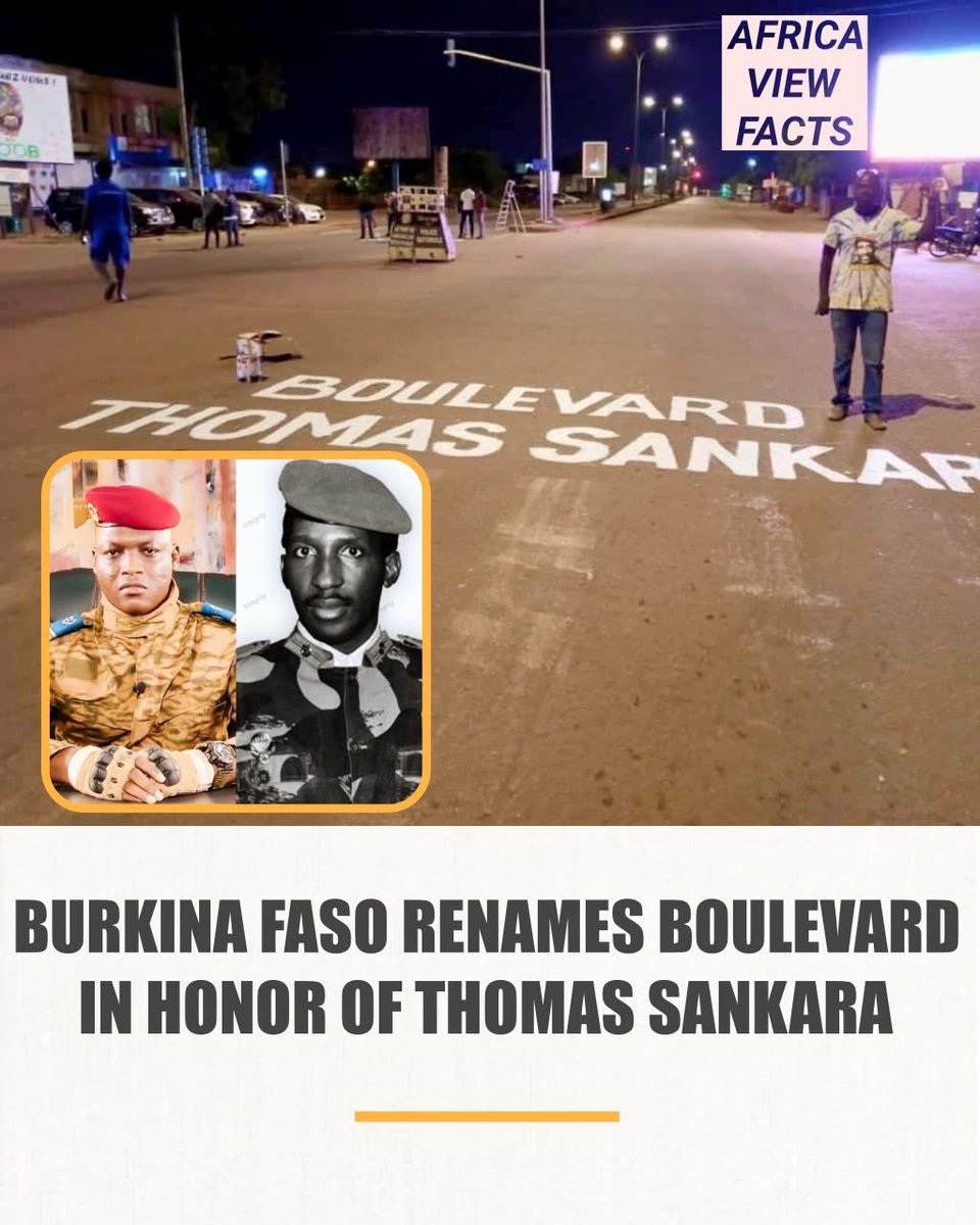 Joe__Bassey's tweet photo. Burkina Faso's 🇧🇫 President Ibrahim Traore has renamed the Boulevard Charles de Gaulle and named it after Thomas Sankara.

Captain Traore also laid the foundation stone for the Thomas Sankara  mausoleum. The  mausoleum will be built on the very site of the assassination of Thomas Sankara and 12 of his companions.

He also launched 15 days of patriotism talks in honor of Sankara.