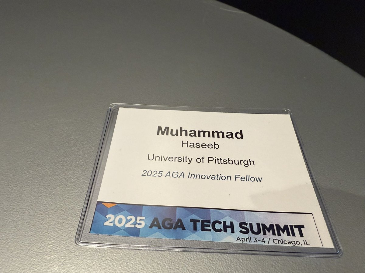 Muhammad Haseeb (@haseeb170) on Twitter photo Wrapped up an incredible time at #AGATech Summit 2025. Inspired by Innovative ideas, experiences of Innovators, tips from Industry experts, networking & vision for the Future of GI tech. Grateful to <a href="/AmerGastroAssn/">American Gastroenterological Association (AGA)</a> & <a href="/PittGILiverNutr/">Pitt Division of GI, Hepatology & Nutrition</a> for support #AGACGIT #GITwitter Wrapped up an incredible time at #AGATech Summit 2025. Inspired by Innovative ideas, experiences of Innovators, tips from Industry experts, networking & vision for the Future of GI tech. Grateful to <a href="/AmerGastroAssn/">American Gastroenterological Association (AGA)</a> & <a href="/PittGILiverNutr/">Pitt Division of GI, Hepatology & Nutrition</a> for support #AGACGIT #GITwitter